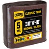 Core Tarps 40 ft L x 0.5 mm H x 30 ft W Heavy Duty 5 Mil Tarp, Brown/Black, Polyethylene CT-502-30X40